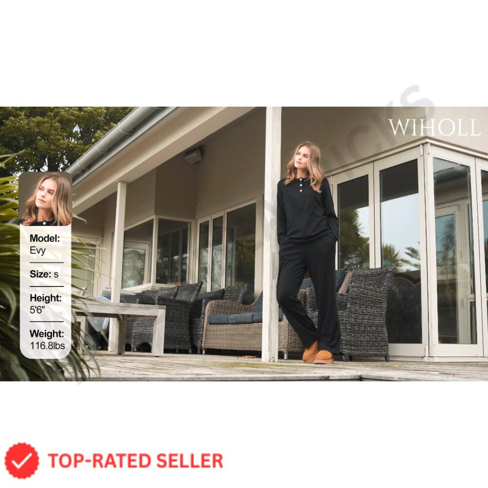 Button Down Lounge Set Soft Polyester Blend Wide … - image 7